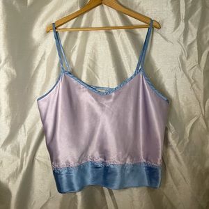 y2k Plus Size Lavender & Blue Satin Evening Spaghetti Strap Cami Tank Top